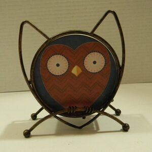 Owl Sand Stone Coasters with Holder Excellent Condition Set of 4